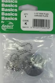 image of Select Hardware Sink Plug Chrome Plated 1 1/2"&Chain (1 Pack)