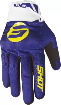 image of Shot Drift Spider Motocross Gloves, blue-yellow, Size M L, blue-yellow, Size M L