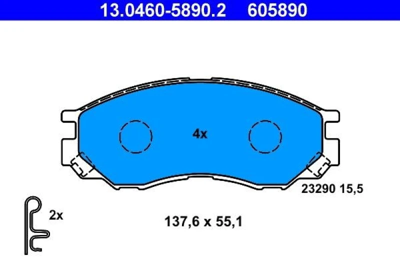 Image of ATE 13.0460-5890.2 Brake pad set with acoustic wear warning Brake Pad Set,disc brake (402)