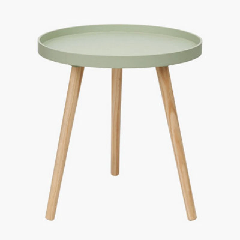 Image of Pacific Lifestyle Small Round Sage Green Side Table With Wooden Tripod Legs For Small Corners