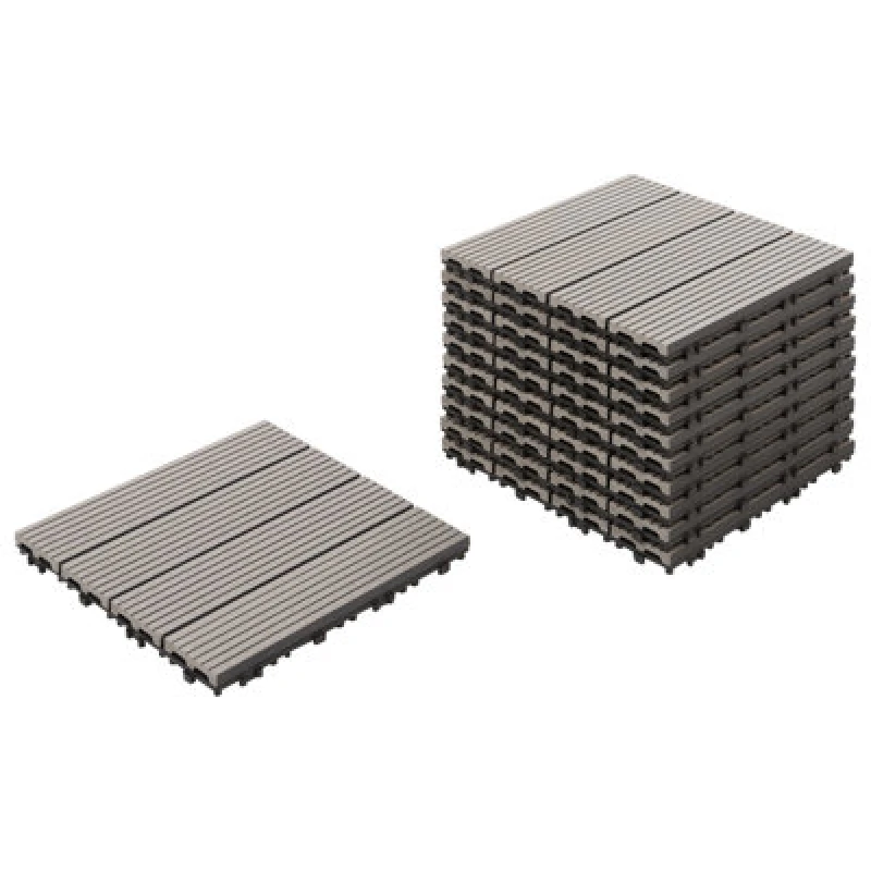 Image of Beliani Outdoor Flooring Ateleta Wood-Plastic Composite (Wpc) Grey