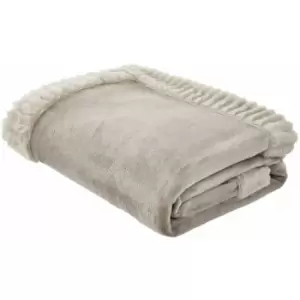 Image of Catherine Lansfield Velvet And Faux Fur Fringed Throw, Natural, 150 x 200 Cm
