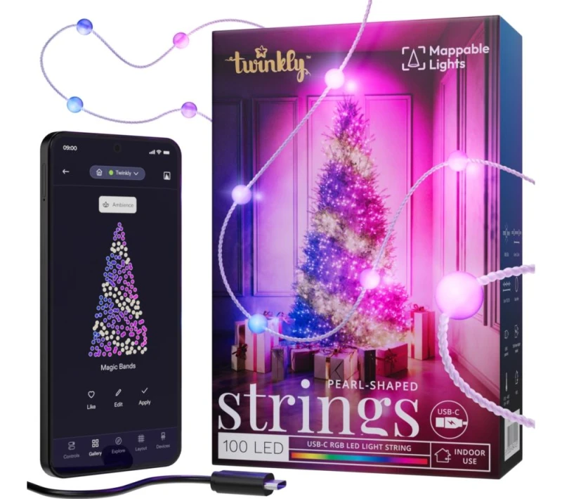 Image of TWINKLY Strings Pearl Smart 100 m RGB LED String Lights - 6.5 m 8053614841196