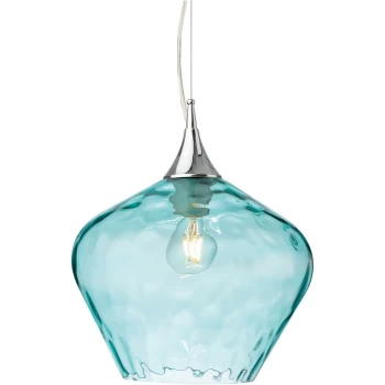 image of Firstlight - Titan Dome Pendant Light Chrome with Aqua Glass