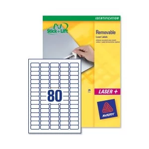 Image of Avery L4732REV-25 Removable Mini Labels 35.6 x 16.9mm White Pack of 2000 Labels
