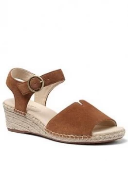 image of Hotter Fiji Wedge Ankle Strap Sandals - Dark Tan, Size 3, Women