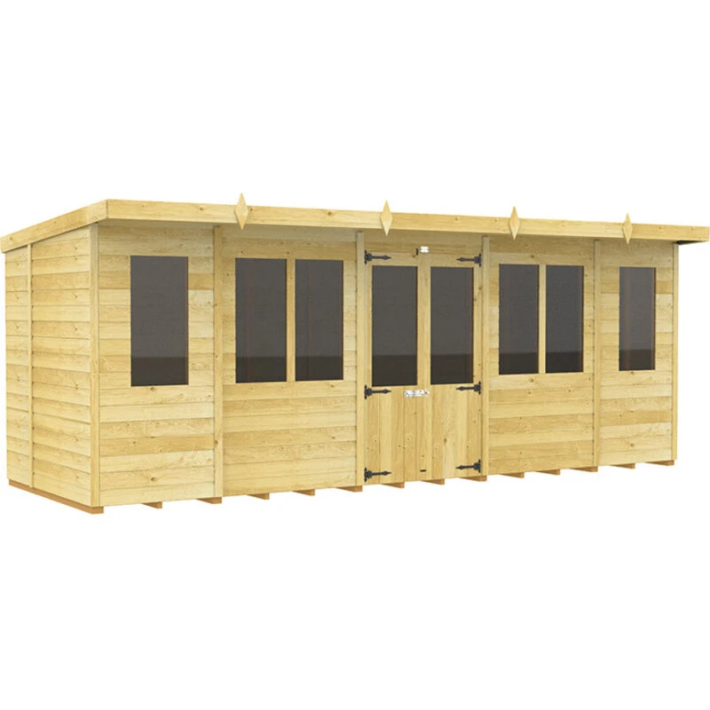 Image of Flat Pack Sheds DIY Sheds 18 x 5 Pent Summer House, Brown 18X5PSHFF