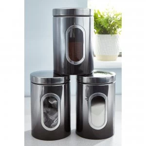 image of Callisto Set of 3 Black Ombre Canisters