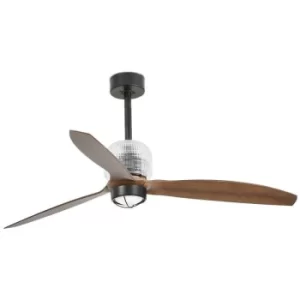 Image of Faro DECO LED Black, Wood Ceiling Fan with DC Motor, 3000K