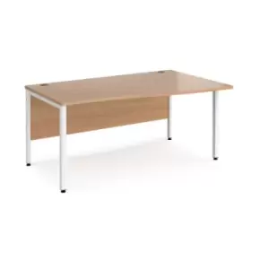 Image of Office Desk Right Hand Wave Desk 1600mm Beech Top With White Frame Maestro 25 MB16WRWHB