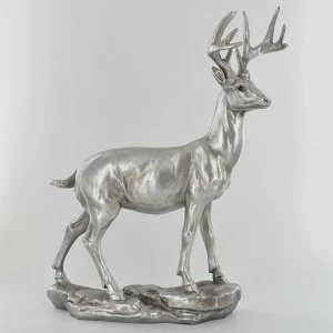 image of Antique Silver Large Stag Ornament