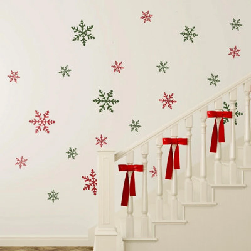 Image of Walplus Coloured Christmas Snowflakes Wall Stickers Wall Art, Diy Art, Home Decorations, Decals