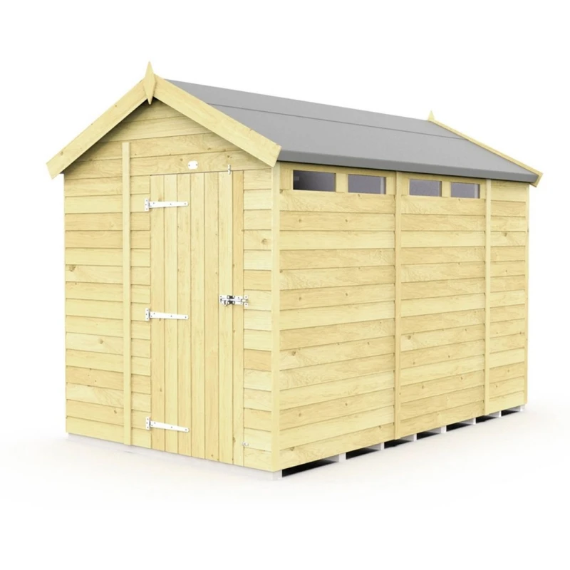Image of Buttercup Farm 7 x 10 Feet Apex Security Shed - Single Door - L302 x W214 x H217cm in Brown Brown Unisex