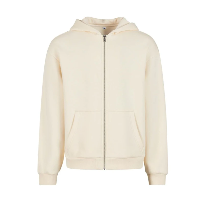 Image of Build Your Brand Mens Fluffy Full Zip Hoodie in Off-White Size: Large Off-White Male L