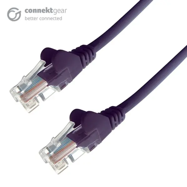 image of Connekt Gear 15m RJ45 CAT5e UTP Stranded Flush Moulded Network Cable - 24AWG - Purple