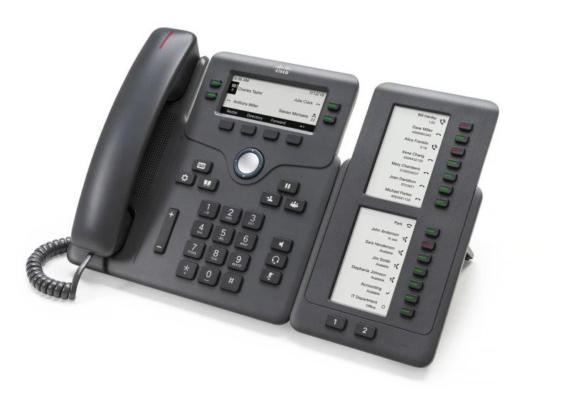 Image of Cisco Cisco IP Phone 6800 Key Expansion Module, 2 Greyscale Displays, Adds 14 Line Keys and 2 Page Buttons, 1-Year Limited Hardware Warranty (CP-68KEM