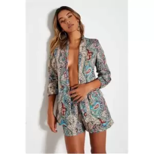 Image of I Saw It First Multi Ruched Sleeve Printed Blazer - Multi