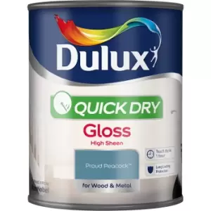 Image of Dulux Quick Dry Proud Peacock Gloss High Sheen Paint 750ml