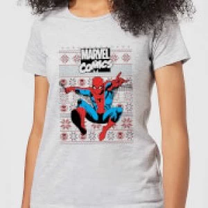 Image of Marvel Avengers Classic Spider-Man Womens Christmas T-Shirt - Grey - 3XL
