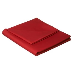 Image of Catherine Lansfield Red Non-Iron Plain Dye Flat Sheet - Double