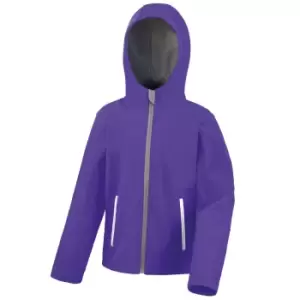 Image of Result Core Kids Unisex Junior Hooded Softshell Jacket (13/14) (Purple/Grey)