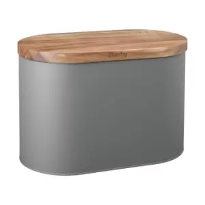 Image of Denby Grey Bread Bin With Acacia Lid