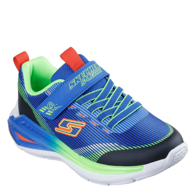 Image of Skechers Kids Leather Light Up Trainers Blue/Multi male C12 (30)