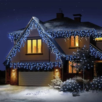 image of Premier Decorations 720 LED Snowing Icicles - Blue & White