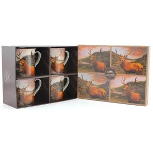 Image of Lesser & Pavey Set of 4 Fine China Stags Mugs