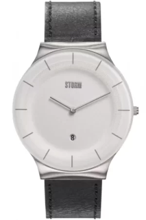 image of Gents STORM Xenu Leather White Black watch 47476/W/BK