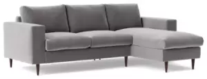 Image of Swoon Evesham Velvet Right Hand Corner Sofa - Silver Grey