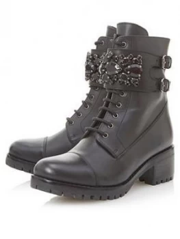 image of Dune London Dune London Pasadena Embellished Strap Biker Boot