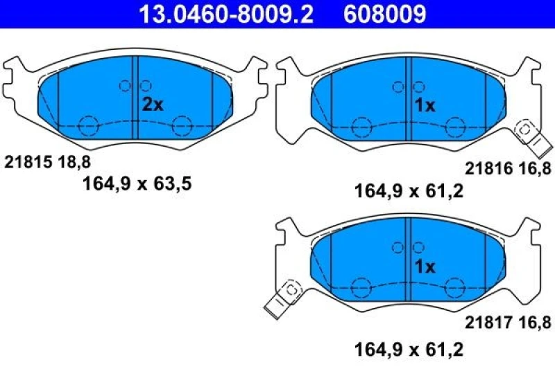 Image of ATE 13.0460-8009.2 Brake pad set with acoustic wear warning Brake Pad Set,disc brake (402)