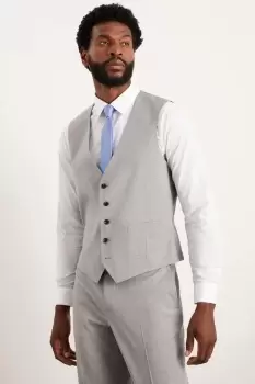 image of Plus Tailored Fit Light Grey Essential Waistcoat