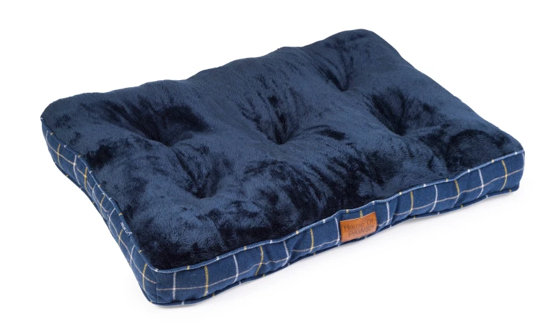 Image of North East Pet Shop House of Paws Navy Check Tweed Boxed Duvet Large