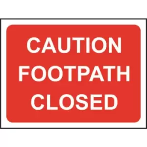 Image of Zintec 1050x750mm Caution Footpath Closed Road Sign with Frame