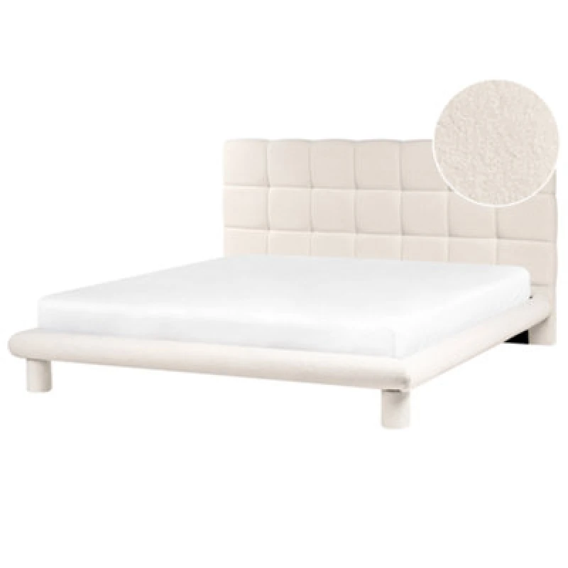 Image of Beliani Bed Boucle Cressat 180 X 200 Cm (Eu Super King) Off-White