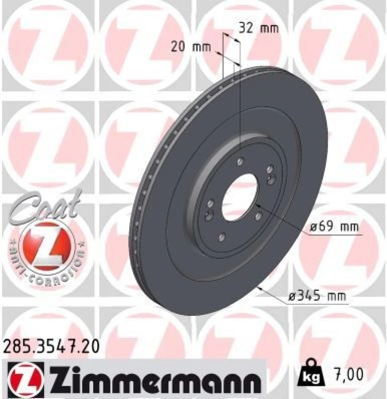 Image of ZIMMERMANN Brake disc ZIMMERMANN 285.3547.20