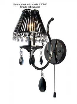 Image of Wall Lamp 1 Candle Light Black Chrome, Crystal
