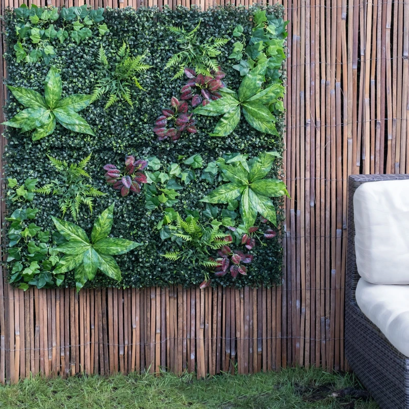Image of Artificial Mixed Foliage Flower Wall Panel