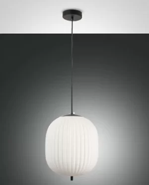 Image of Domizia Globe Pendant Ceiling Lights Black Glass, E27