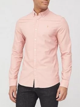 Image of Farah Brewer Slim Long Sleeve Shirt - Blush, Size S, Men