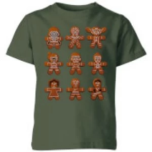 Image of Star Wars Gingerbread Characters Kids Christmas T-Shirt - Forest Green - 11-12 Years