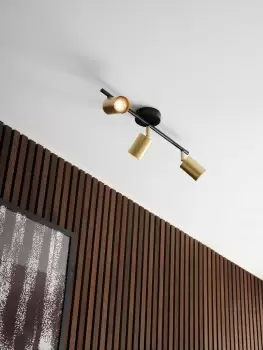 Image of Explore Indoor Bedroom Living Dining Bathroom 3 Spot Light Rail in Brass (Height) 16.4cm