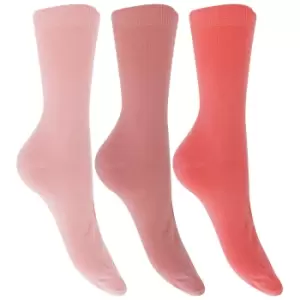 Image of Womens/Ladies Extra Fine Silk Touch Bamboo Socks (3 Pairs) (UK 4-7 EUR 37-41) (Pink Shades)