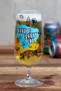 image of A Crafty One Craft Beer Glass - Blue