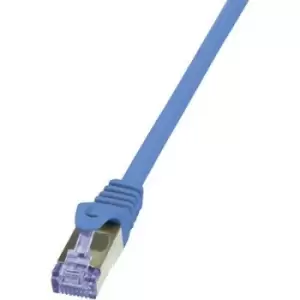 image of LogiLink CQ3076S RJ45 Network cable, patch cable CAT 6A S/FTP 5m Blue Flame-retardant, incl. detent