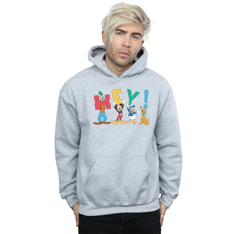 Image of Disney Men Mickey Mouse Friends Hey Hoodie in Grey Size: large Grey L Male 5059114164738