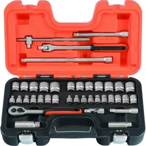 Image of Bahco 38 Piece 3/8" Drive Hex Socket Set Metric and Imperial 3/8"