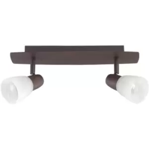 Image of Netlighting Merano Ferryland 2 Light Twin Ceiling Spotlight Rust Metal, Alabaste